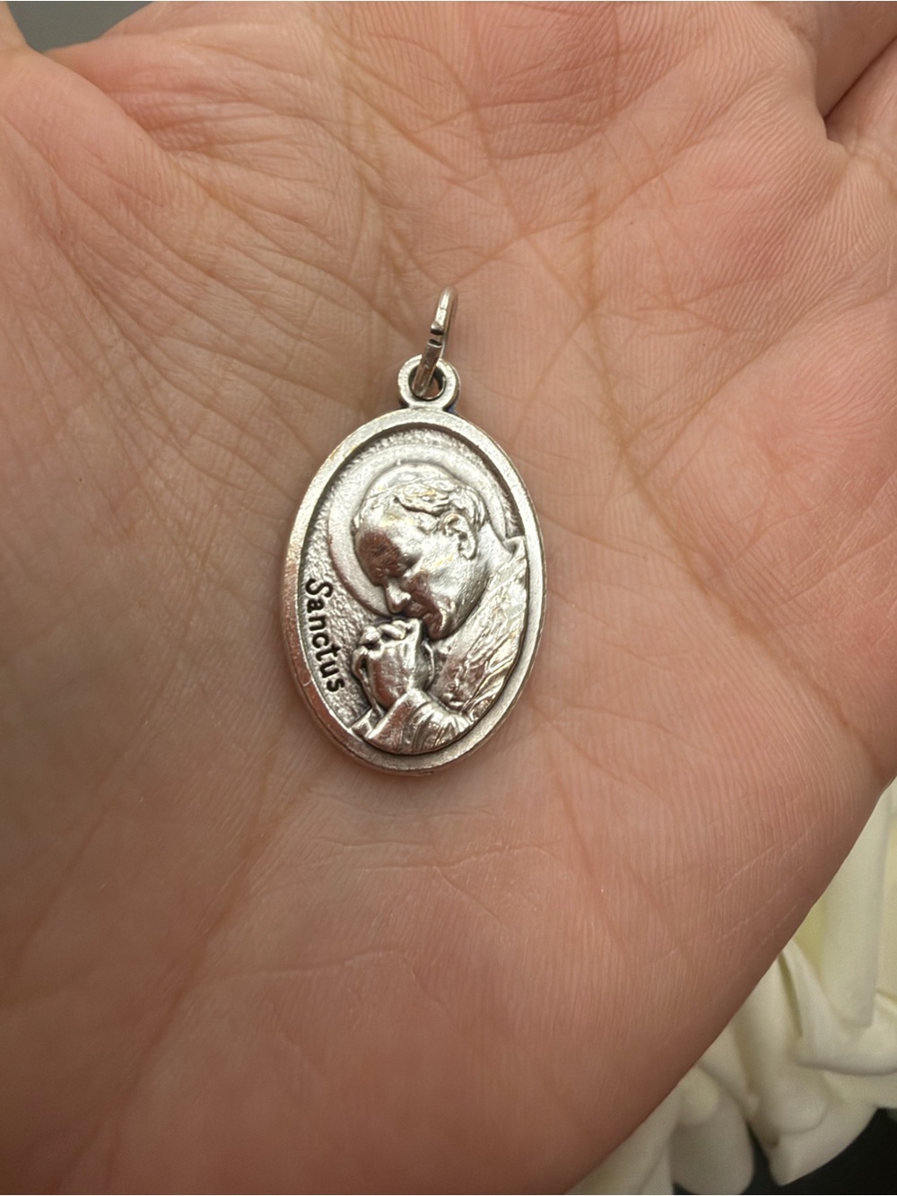 Silver tone Saint Medal Pendant - Silver